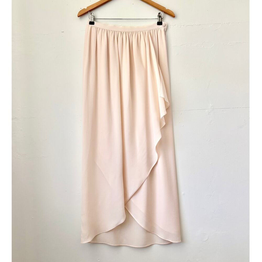 Vintage Adrienne Vittadini 100% Silk Cream Waterfall Midi Skirt- Size 6/8
